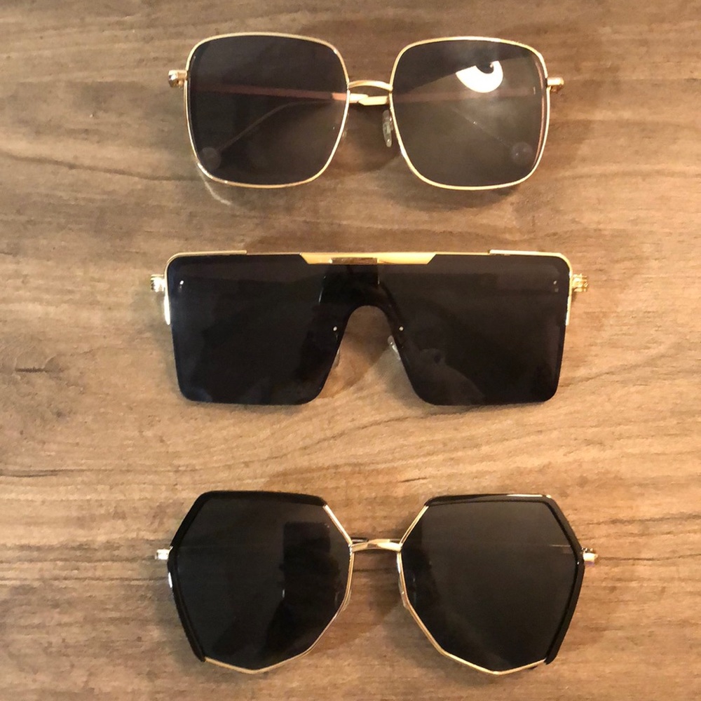 3 Pair Wired Framed Oversized Sunglasses